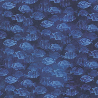 Coral Reef Navy Fish Blender Fabric Yardage