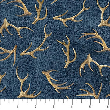 Birchwood Naturescapes Dark Blue Antlers Fabric Yardage by Northcott