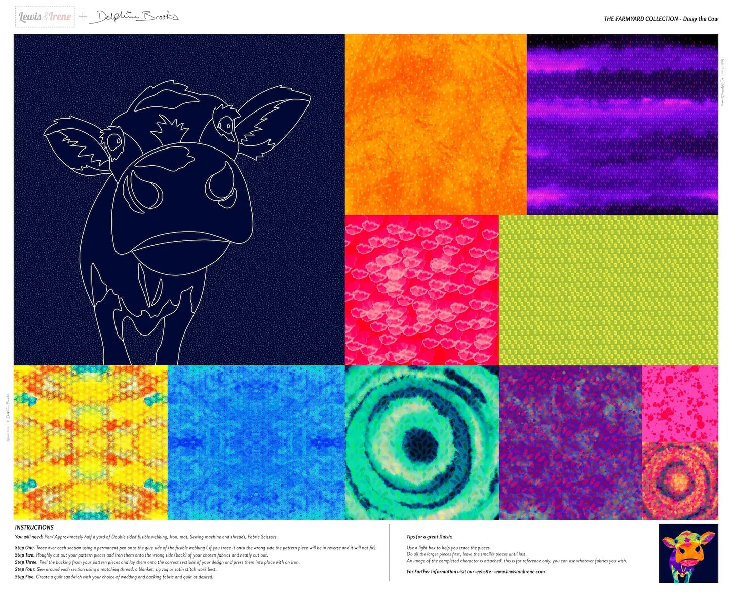 Farmyard Daisy Cow Collage Panel