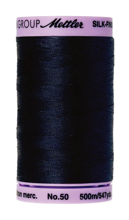 Mettler Cotton Silk Finish 50wt 500m Dark Blue - quilting supply from Quilted Joy
