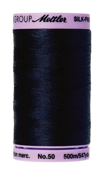 Mettler Cotton Silk Finish 50wt 500m Dark Blue - quilting supply from Quilted Joy