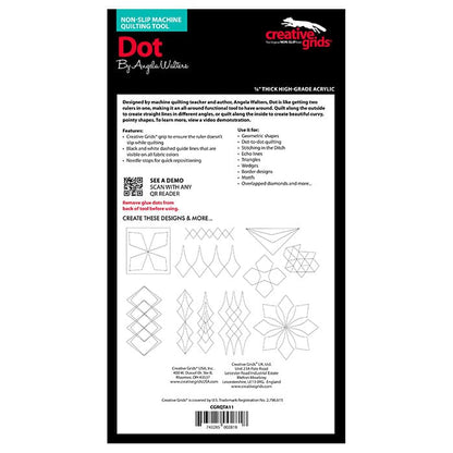 image of Dot Machine Quilting Ruler back packaging