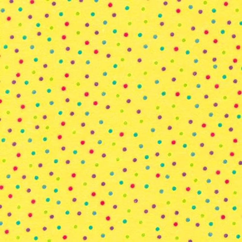 Dots Multi on Yellow Flannel Fabric Yardage