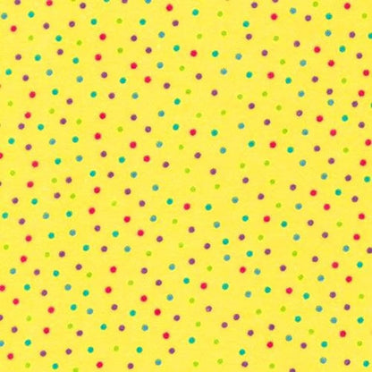 Dots Multi on Yellow Flannel Fabric Yardage