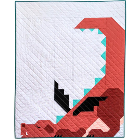 Dragon Dreams Quilt Kit - modern pixelated dragon silhouette quilt