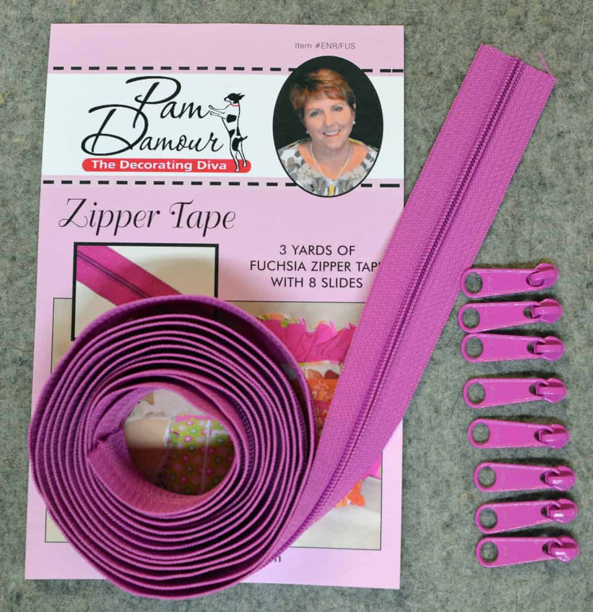 Reversible Coil Zipper Tape 3yds Fuschia 8 Slides Product Photo