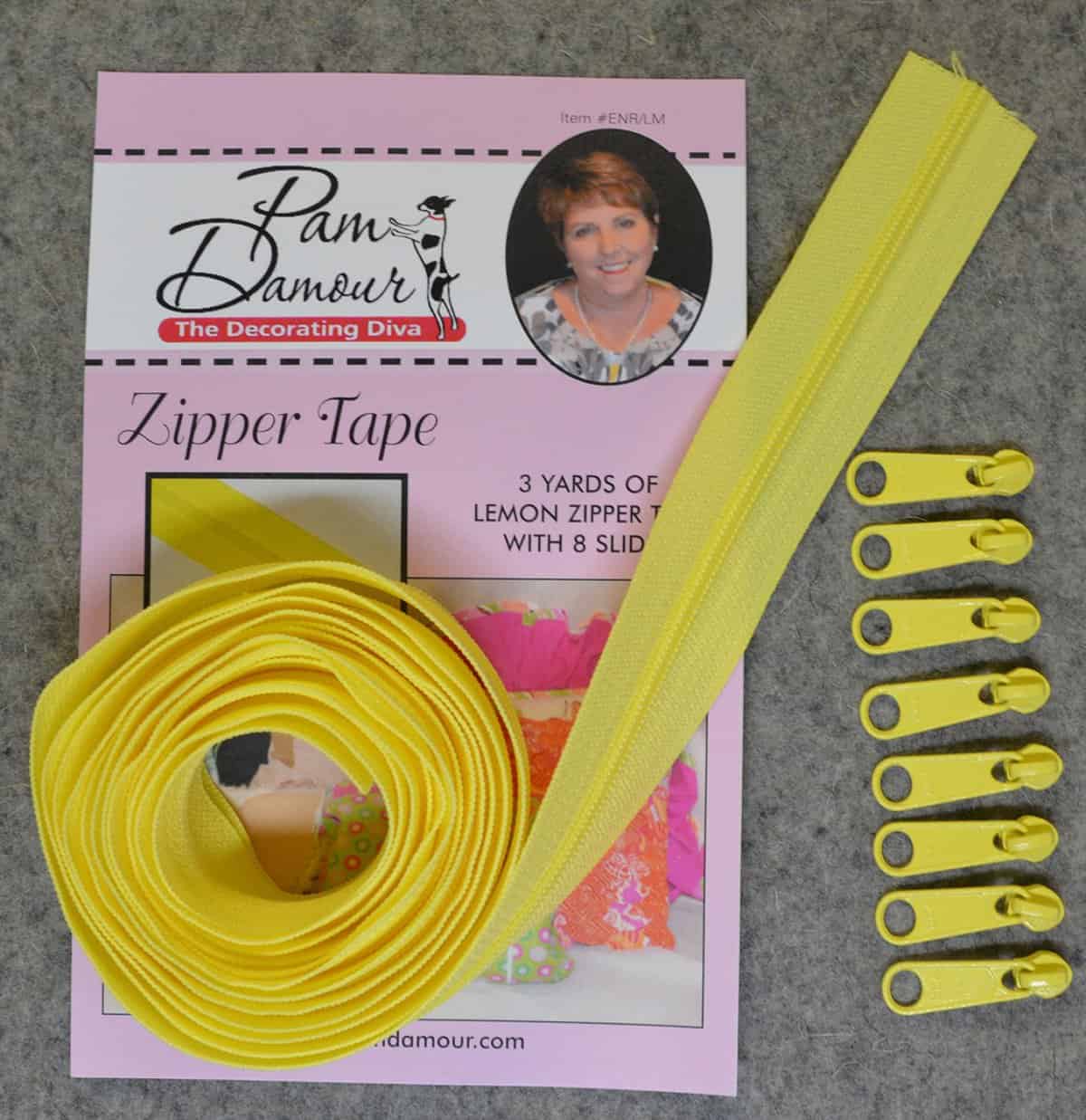 Reversible Coil Zipper Tape 3yds Lemon 8 Slides Product Photo