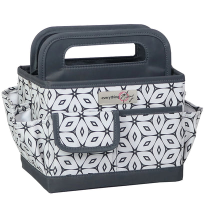 Desktop Craft Caddy grey geometric pattern front view
