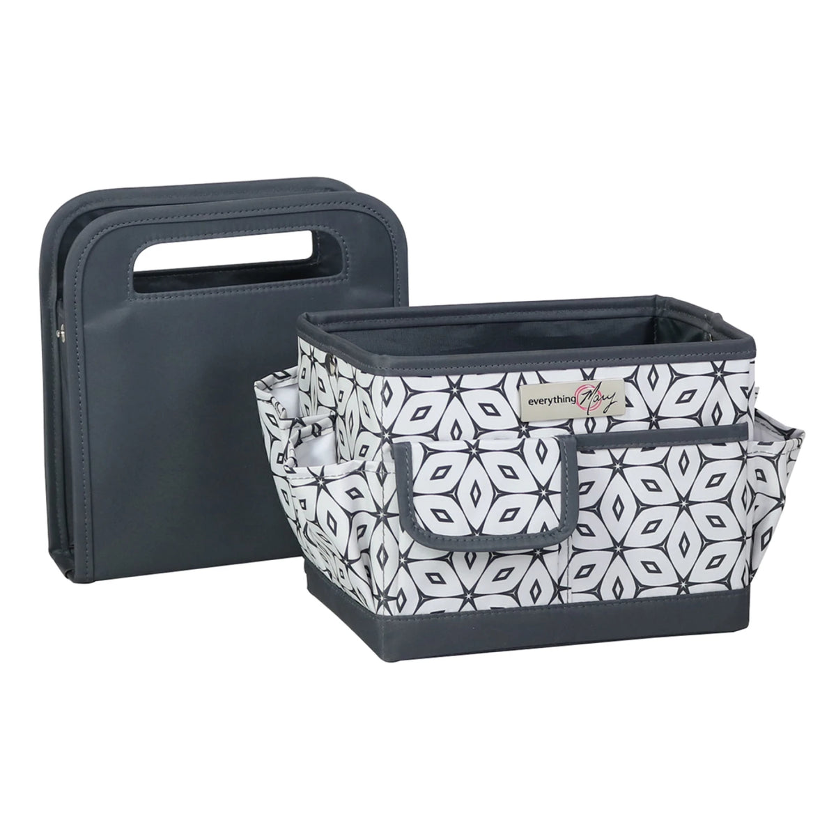 Desktop Craft Caddy grey geometric open showing compartments