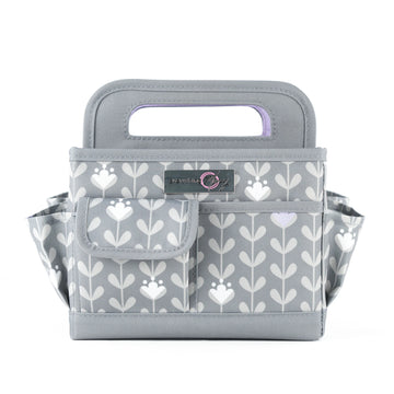Desktop Craft Caddy grey and purple pattern front view