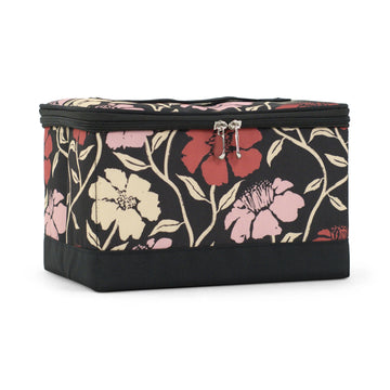 Sewing Box Organizer red floral fabric pattern front view