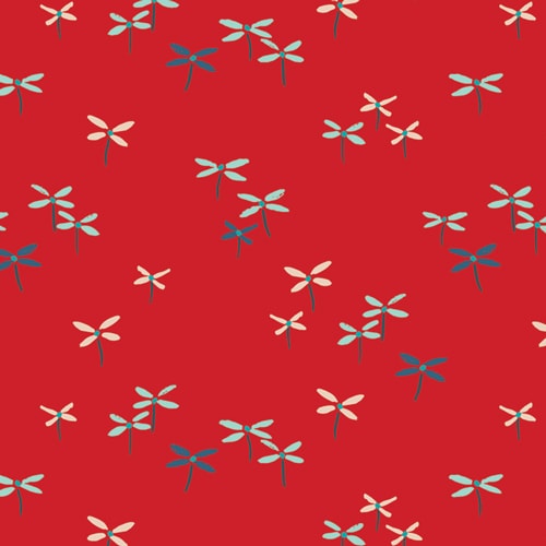 Everlasting Flutter Bugs on Red Fabric Yardage