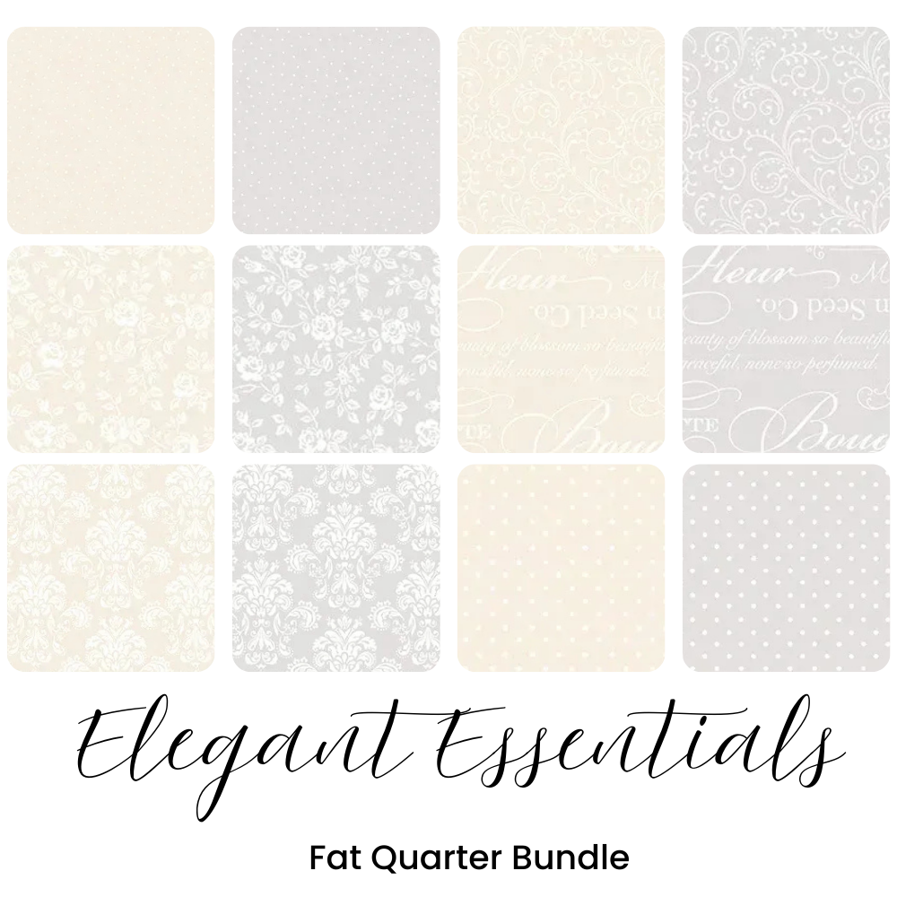 A collection of text squares, ideal for any Riley Blake Elegant Essentials Fat Quarter Bundle project.
