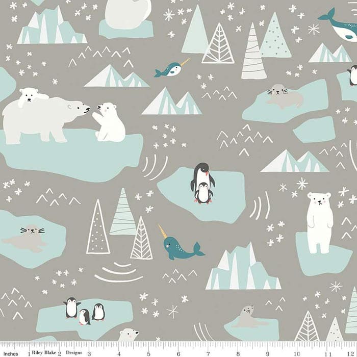 Nice Ice Baby Main Grey Flannel Fabric Yardage