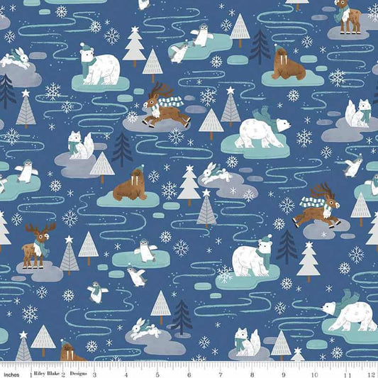 Northern Lights Main Ocean Flannel Fabric Yardage