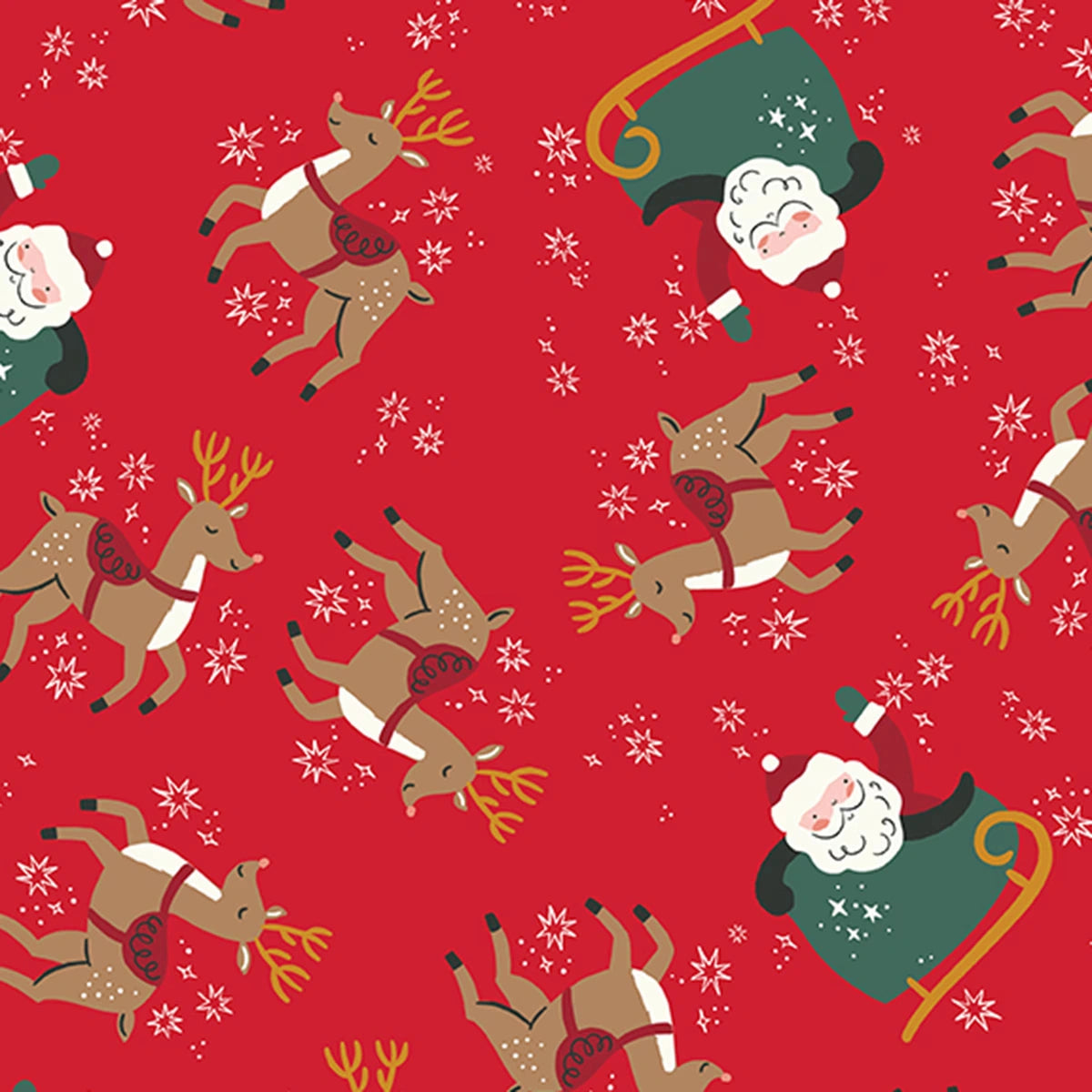 The North Pole Tomato Reindeer Toss Flannel Fabric Yardage - quilt fabric for sewing and quilting projects