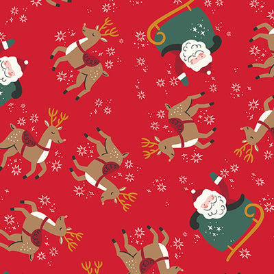 The North Pole Tomato Reindeer Toss Flannel Fabric Yardage