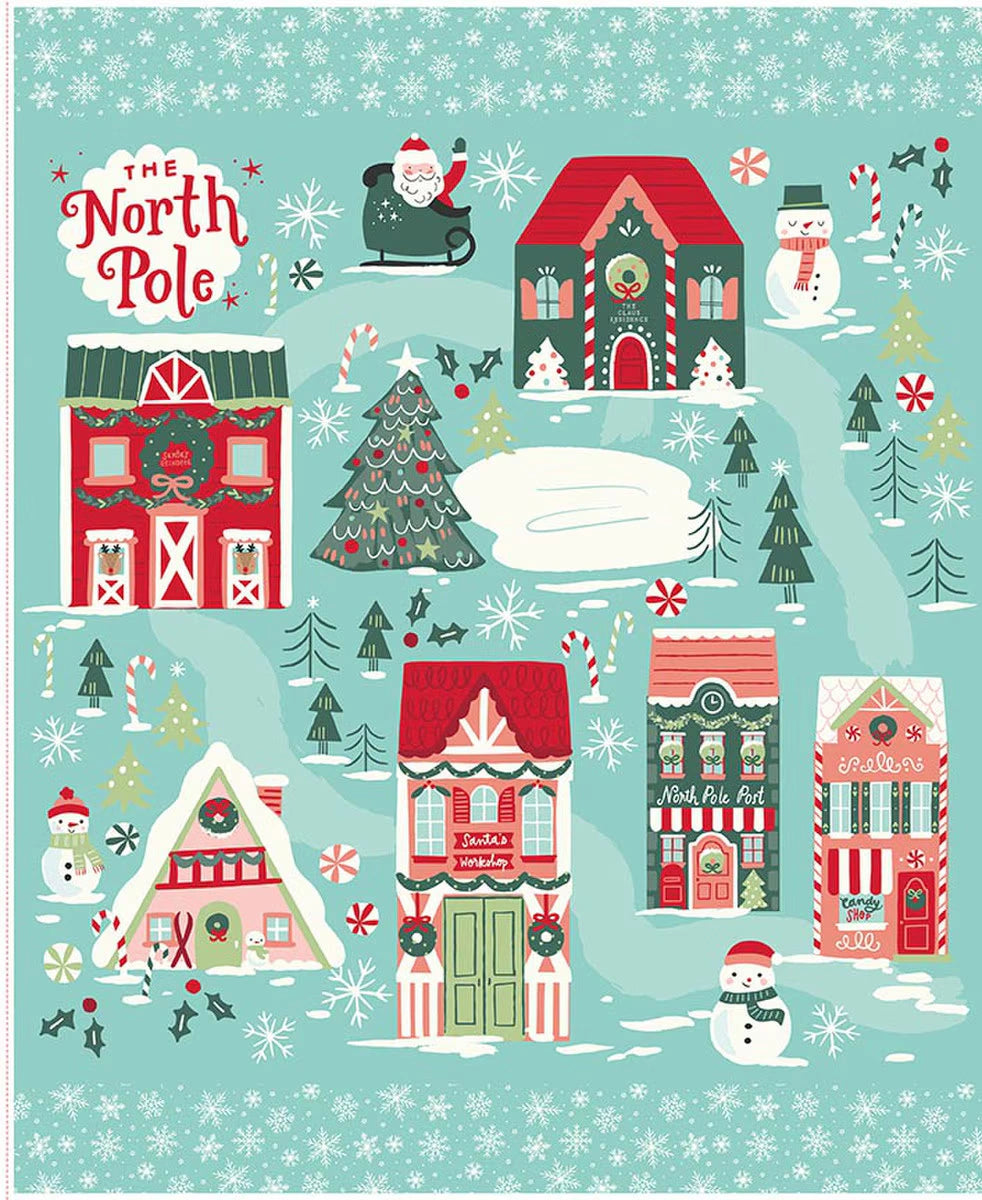 The North Pole Flannel Panel - quilt fabric panel for quilting projects