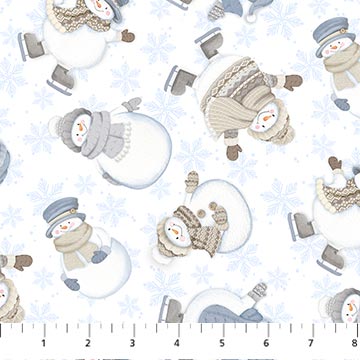 Snow Much Fun White Tossed Snowmen Fabric Yardage