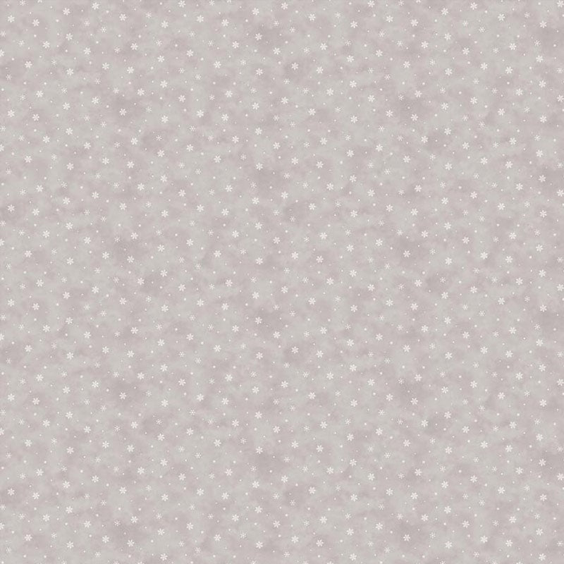 Snow Much Fun Grey Snowflakes White Fabric Yardage