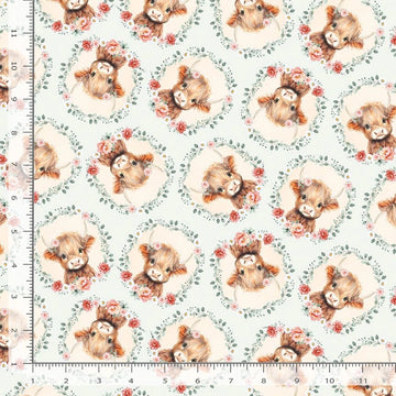 'Til the Cows Come Home Sky Cow Heads & Floral Fabric Yardage - quilt fabric for sewing and quilting projects