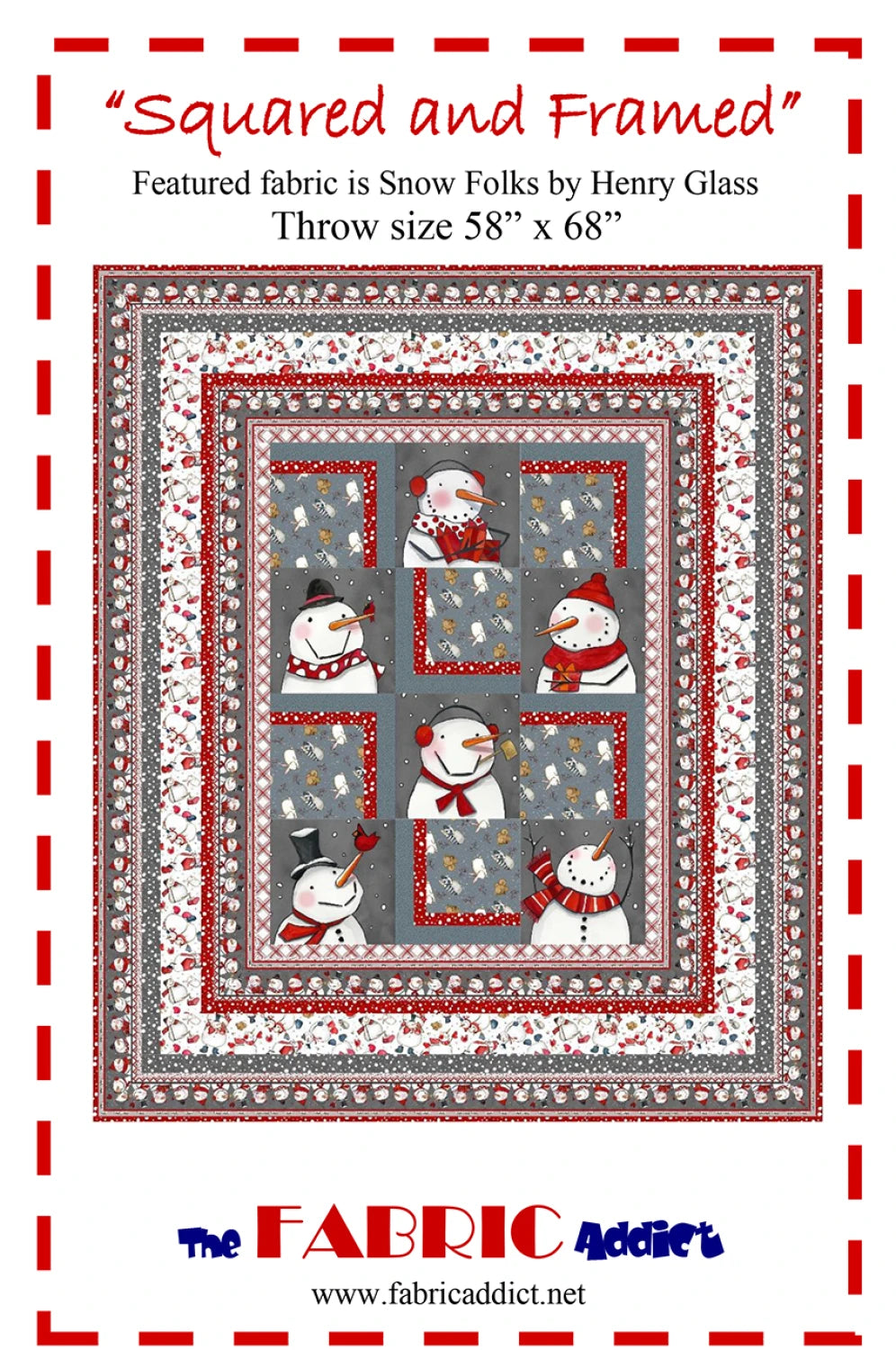 Squared and Framed Quilt Pattern - Snow Folks design by Henry Glass, front cover
