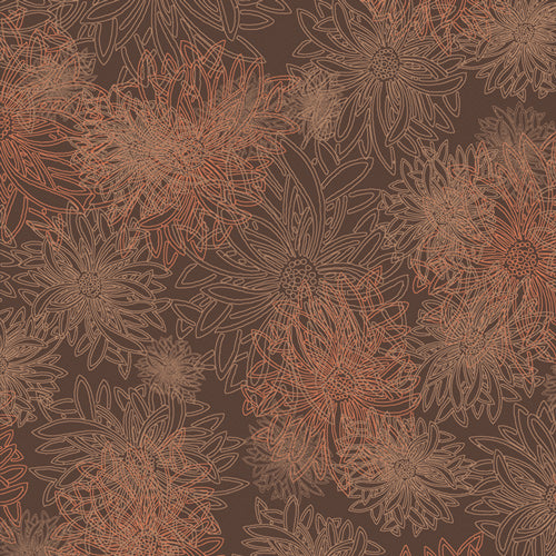 Floral Elements Spicy Brown Fabric Yardage Product Photo