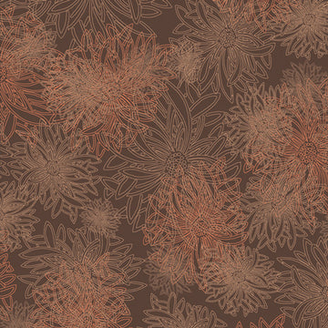 Floral Elements Spicy Brown Fabric Yardage Product Photo