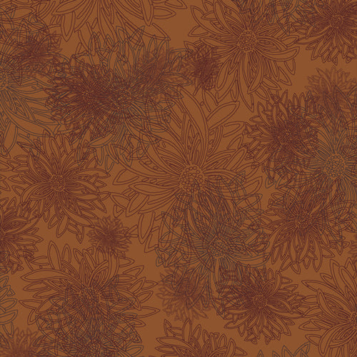 Floral Elements Russet Orange Fabric Yardage Product Photo