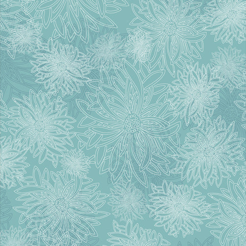 Floral Elements Aqua Haze Fabric Yardage Product Photo