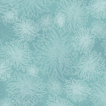 Floral Elements Aqua Haze Fabric Yardage Product Photo