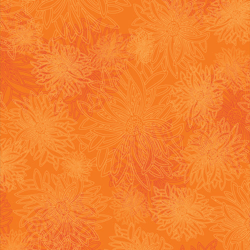 Floral Elements Orangine Fabric Yardage Product Photo