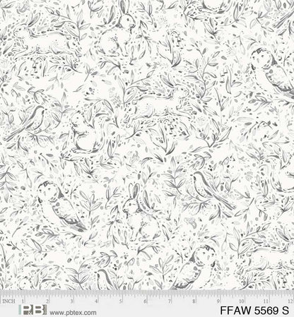 Forest Fauna Grey 108" Wide Quilt Backing Fabric