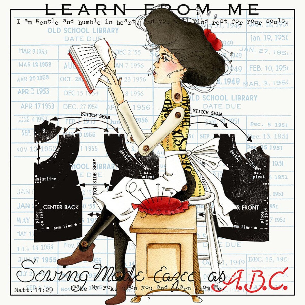 2027 She Who Sews Bountifully Calendar monthly artwork sample