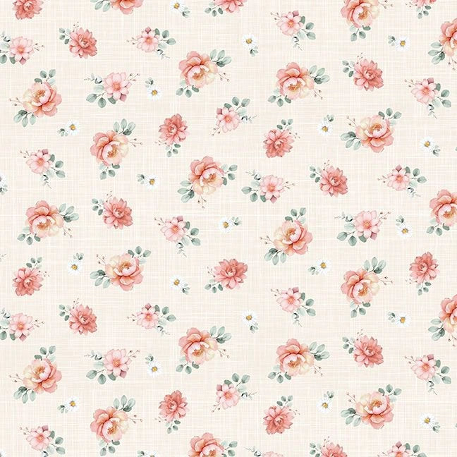 The Friendship Cows Backing Kit Til the Cows Come Home Cream Vintage Floral by Quilted Joy features a charming vintage floral pattern—ideal as a soft, timeless quilt backing for an elegant and delicate finish.