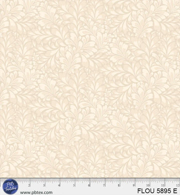Flourish Ecru Leaves Fabric Yardage