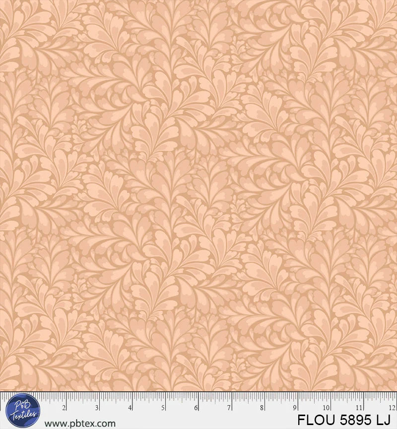 Flourish Light Peach Leaves Fabric Yardage