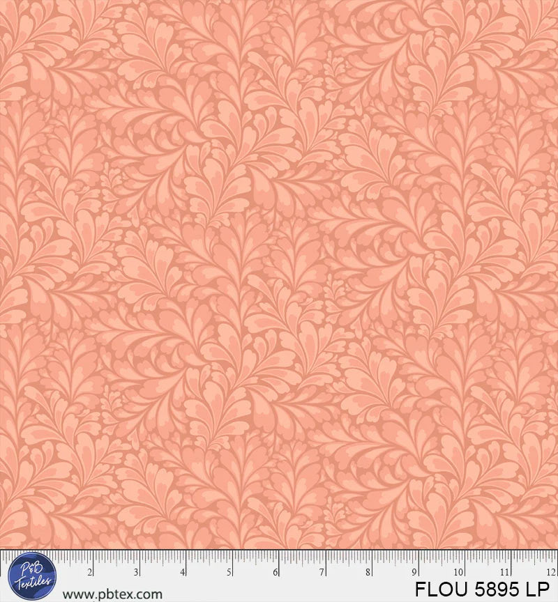 Flourish Light Orange Leaves Fabric Yardage