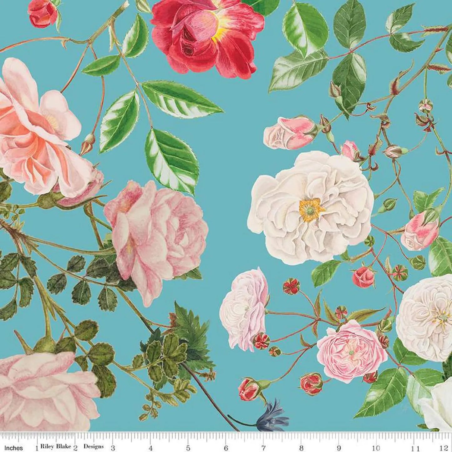 Floral Gardens Sky 108" Wide Quilt Backing Fabric