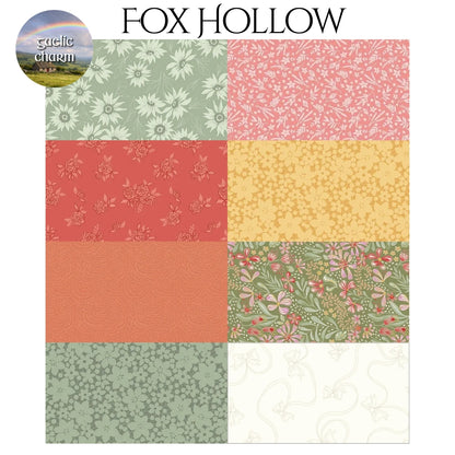 Fox Hollow fabric swatches for Mystery Five-0 Gaelic Charm mystery quilt
