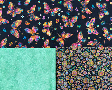 Fluttering Gardens 3 Yard Quilt Top Fabric Cafe Bundle