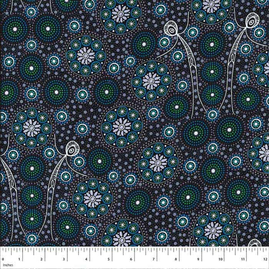 Gathering Bush Tucker Black Fabric Yardage