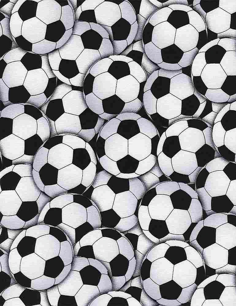 Fitness Fanatic White Packed Soccer Balls Fabric Yardage