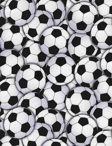 Fitness Fanatic White Packed Soccer Balls Fabric Yardage