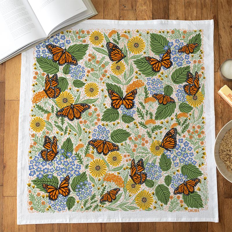 Monarch Garden Tea Towel Product Image