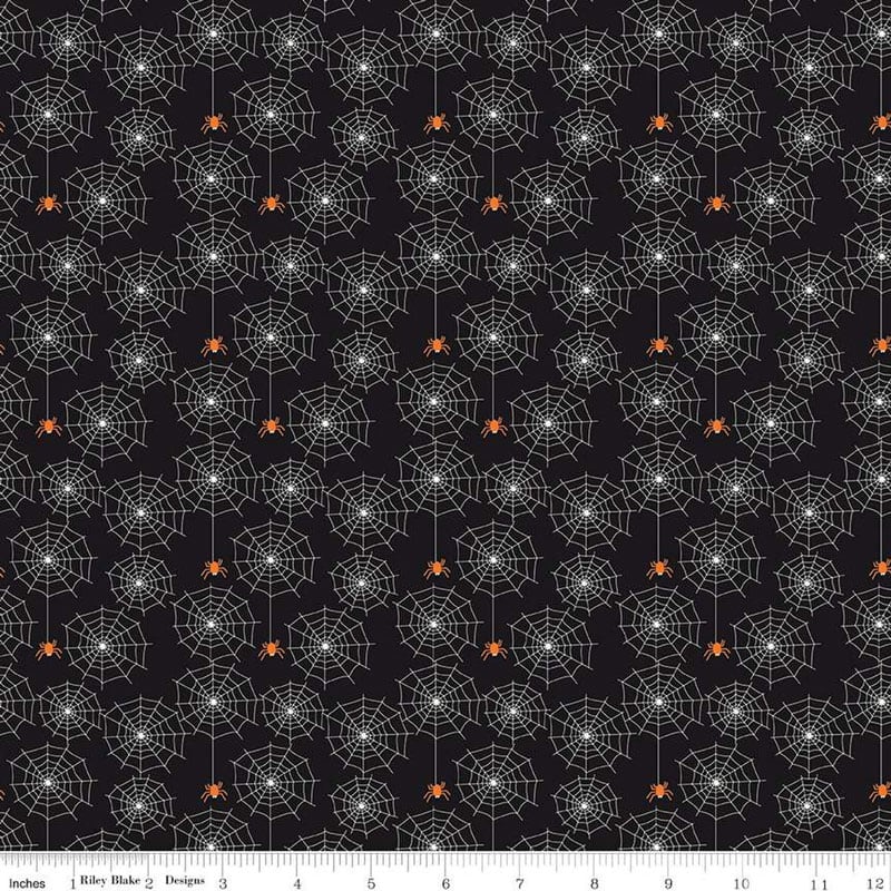 Beggar's Night Spiderwebs Black Glow in the Dark Fabric Yardage