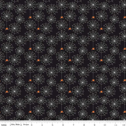 Beggar's Night Spiderwebs Black Glow in the Dark Fabric Yardage