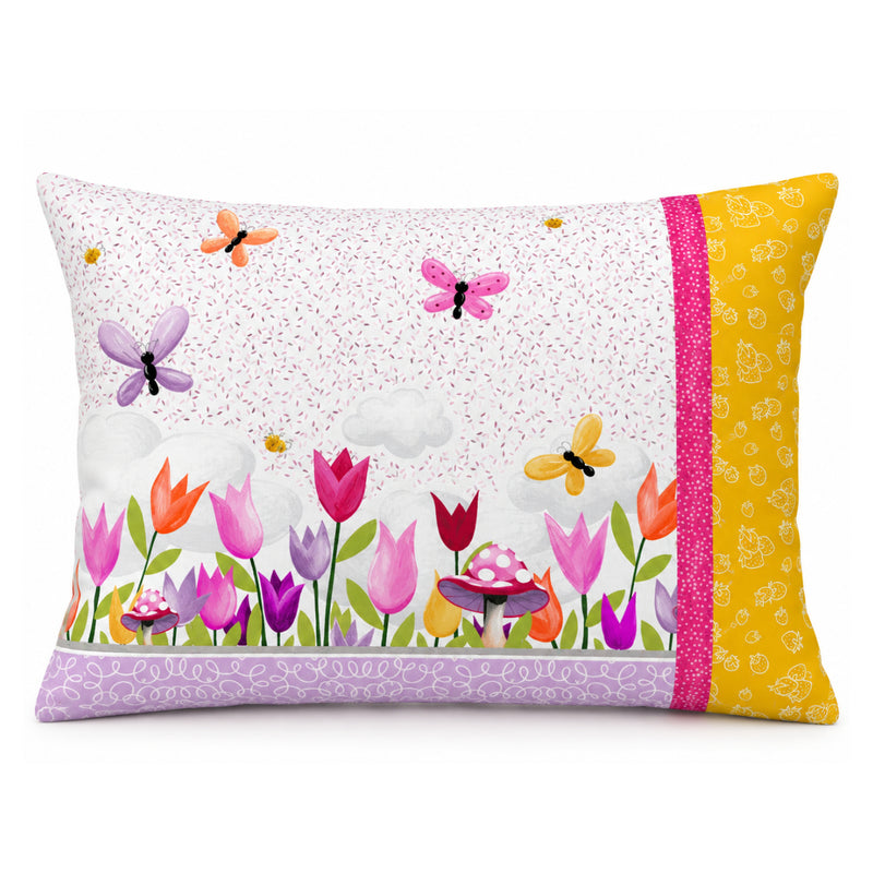 Garden Bed pillowcase kit with floral fabric bundle and finished pillow