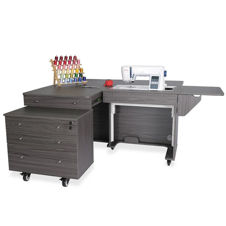 The Kangaroo & Joey Cabinet Set, available in 3 colors, features drawers, a pull-out workspace, and room for your sewing machine—perfect sewing furniture to organize thread, tools, and accessories in any creative space.