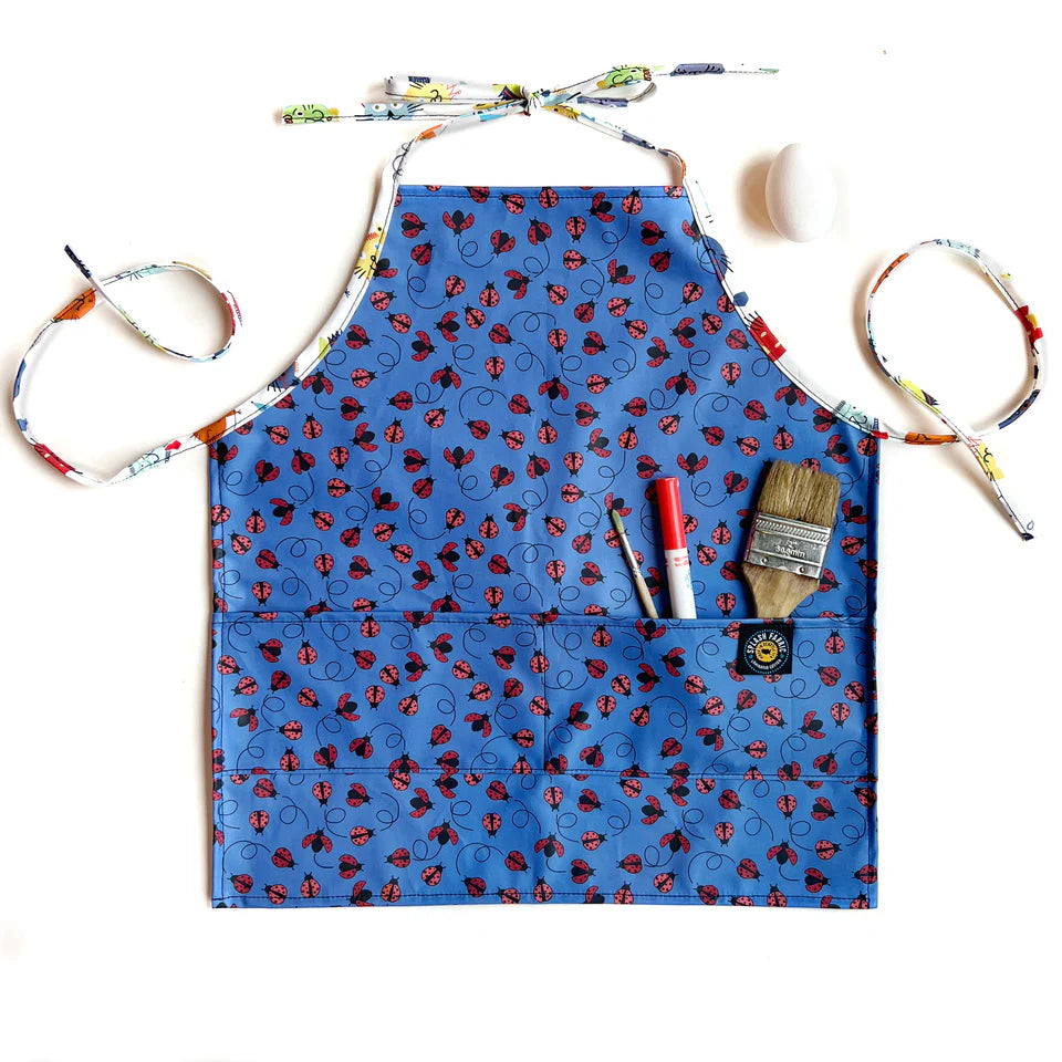 Kid Apron in Laminated Cotton, Ladybug Print